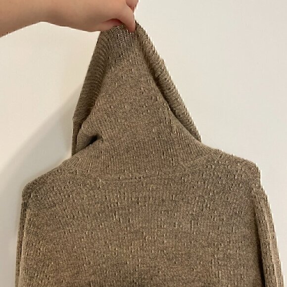 CALVIN KLEIN Beige Tan Black Marled Textured Knit Diamond Cowl Neck Fall Sweater - Picture 12 of 15